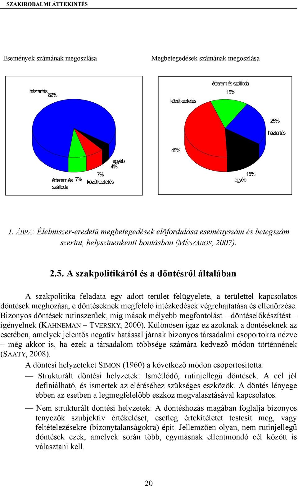 egyéb 1. ÁBRA: Élelmiszer-eredetû megbetegedések elõfordulása eseményszám és betegszám szerint, helyszínenkénti bontásban (MÉSZÁROS, 2007). 2.5.