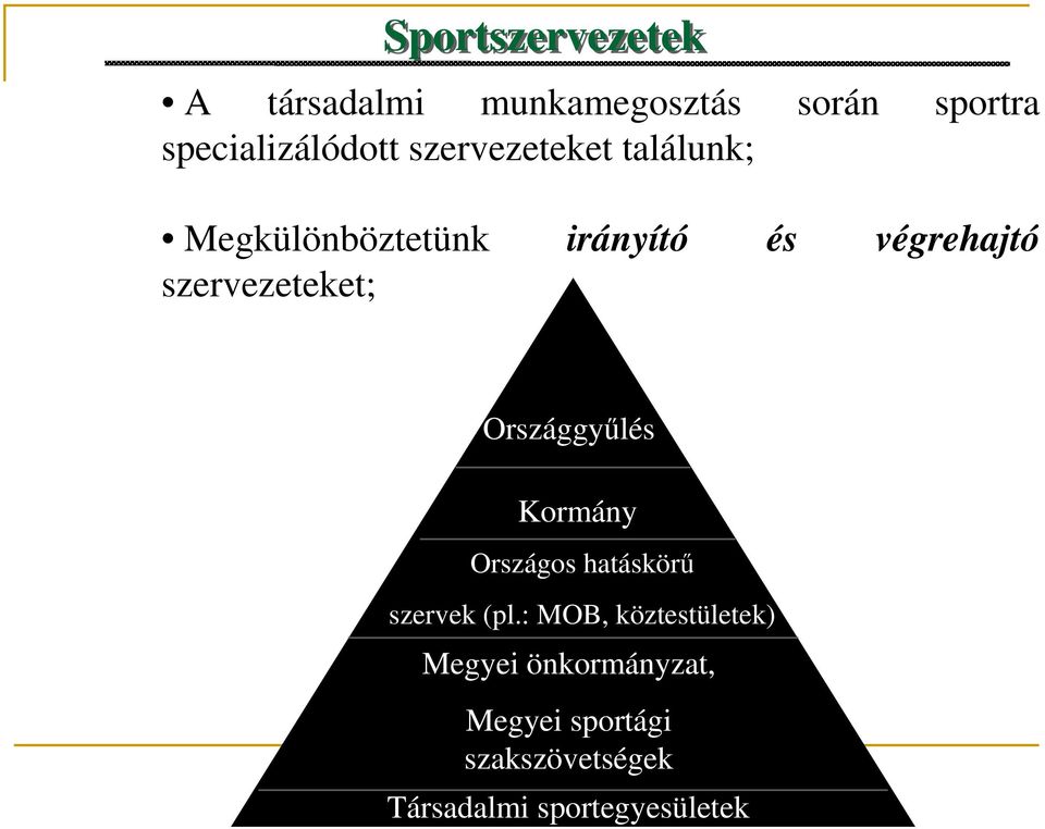 szervezeteket; Országgyűlés Kormány Országos hatáskörű szervek (pl.