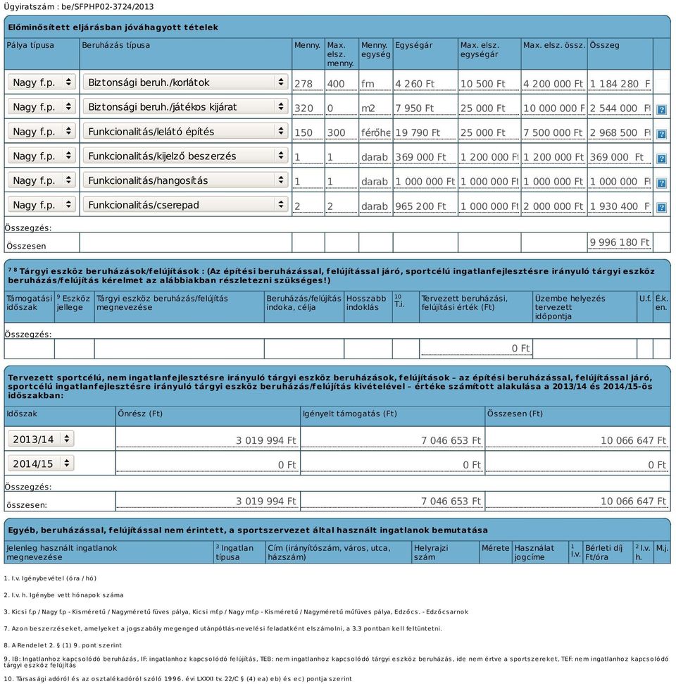 /játékos kijárat Funkcionalitás/lelátó építés Funkcionalitás/kijelző beszerzés Funkcionalitás/hangosítás Funkcionalitás/cserepad 278 400 fm 4 26 10 50 4 200 00 1 184 28 320 0 m2 7 95 25 00 10 000 002