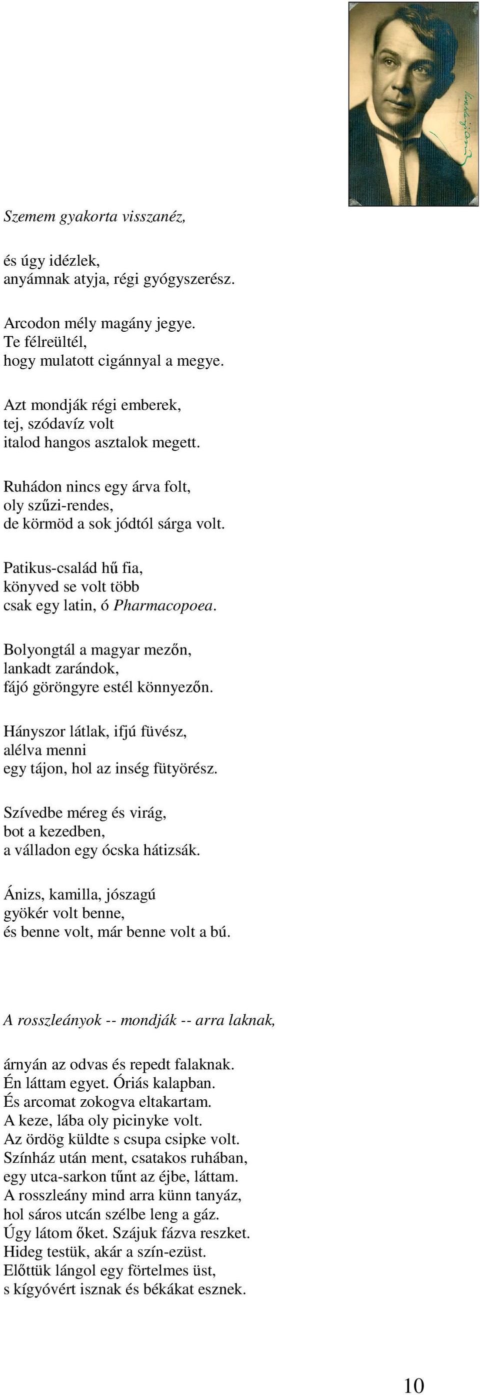 Patikus-család hű fia, könyved se volt több csak egy latin, ó Pharmacopoea. Bolyongtál a magyar mezőn, lankadt zarándok, fájó göröngyre estél könnyezőn.