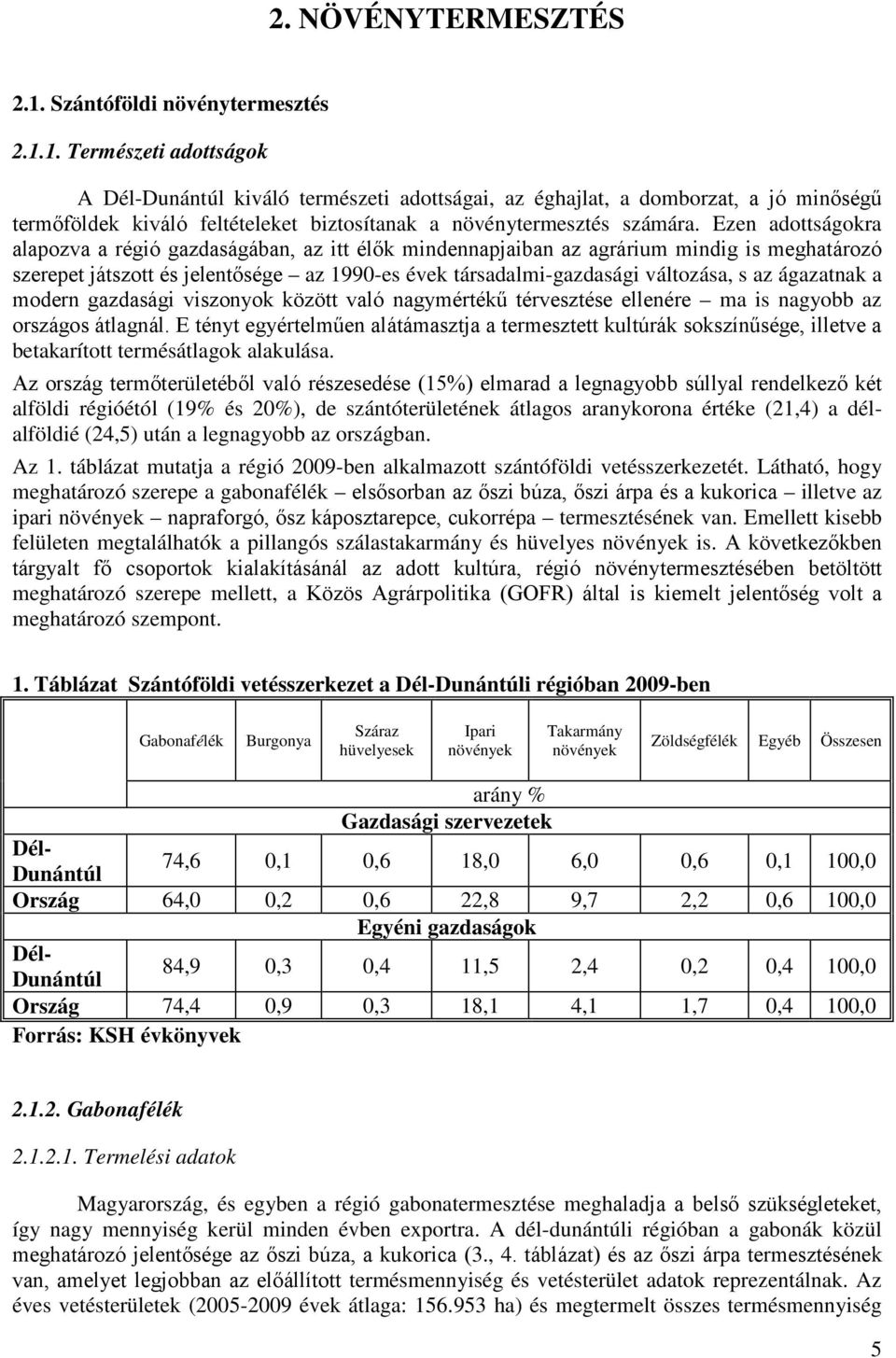 1. Természeti adottságok A Dél-Dunántúl kiváló természeti adottságai, az éghajlat, a domborzat, a jó minőségű termőföldek kiváló feltételeket biztosítanak a növénytermesztés számára.