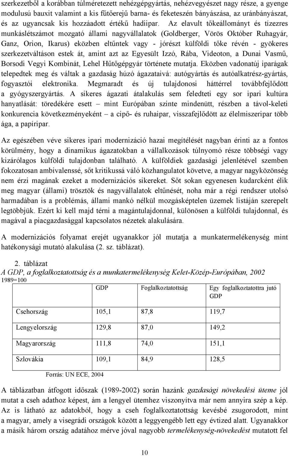 Az elavult tőkeállományt és tízezres munkáslétszámot mozgató állami nagyvállalatok (Goldberger, Vörös Október Ruhagyár, Ganz, Orion, Ikarus) eközben eltűntek vagy - jórészt külföldi tőke révén -