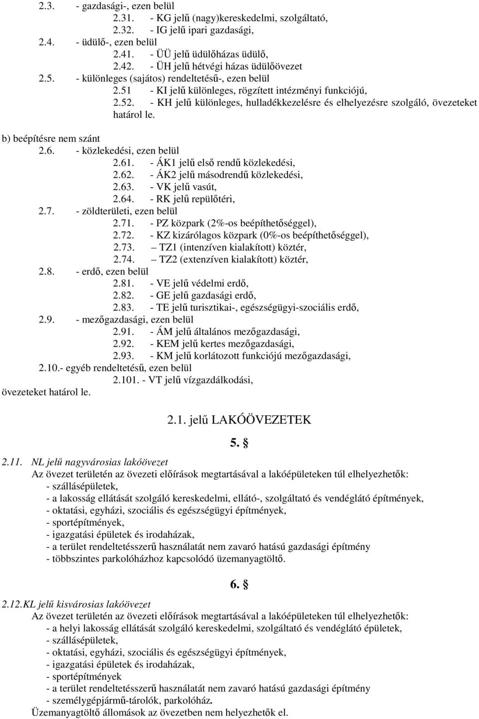 - KH jelű különleges, hulladékkezelésre és elhelyezésre szolgáló, övezeteket határol le. b) beépítésre nem szánt 2.6. - közlekedési, ezen belül 2.61. - ÁK1 jelű első rendű közlekedési, 2.62.