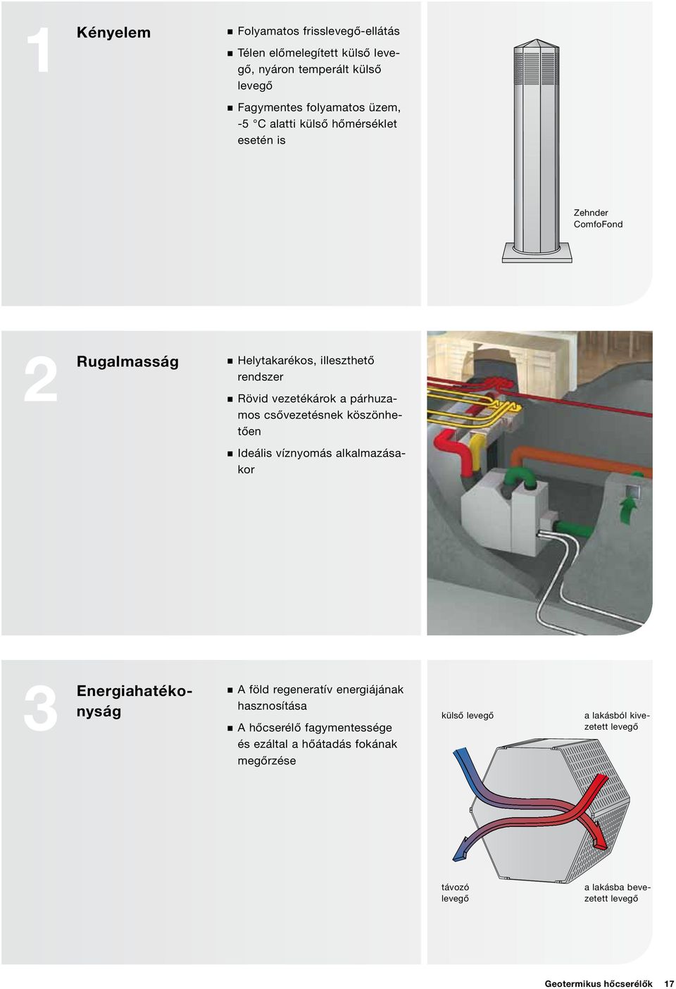 csővezetésnek köszönhetően Ideális víznyomás alkalmazásakor 3 Energiahatékonyság A föld regeneratív energiájának hasznosítása A hőcserélő