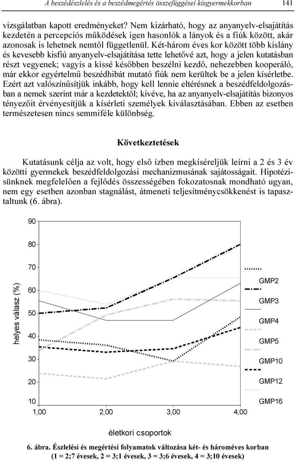 Két-három éves kor között több kislány és kevesebb kisfiú anyanyelv-elsajátítása tette lehetıvé azt, hogy a jelen kutatásban részt vegyenek; vagyis a kissé késıbben beszélni kezdı, nehezebben