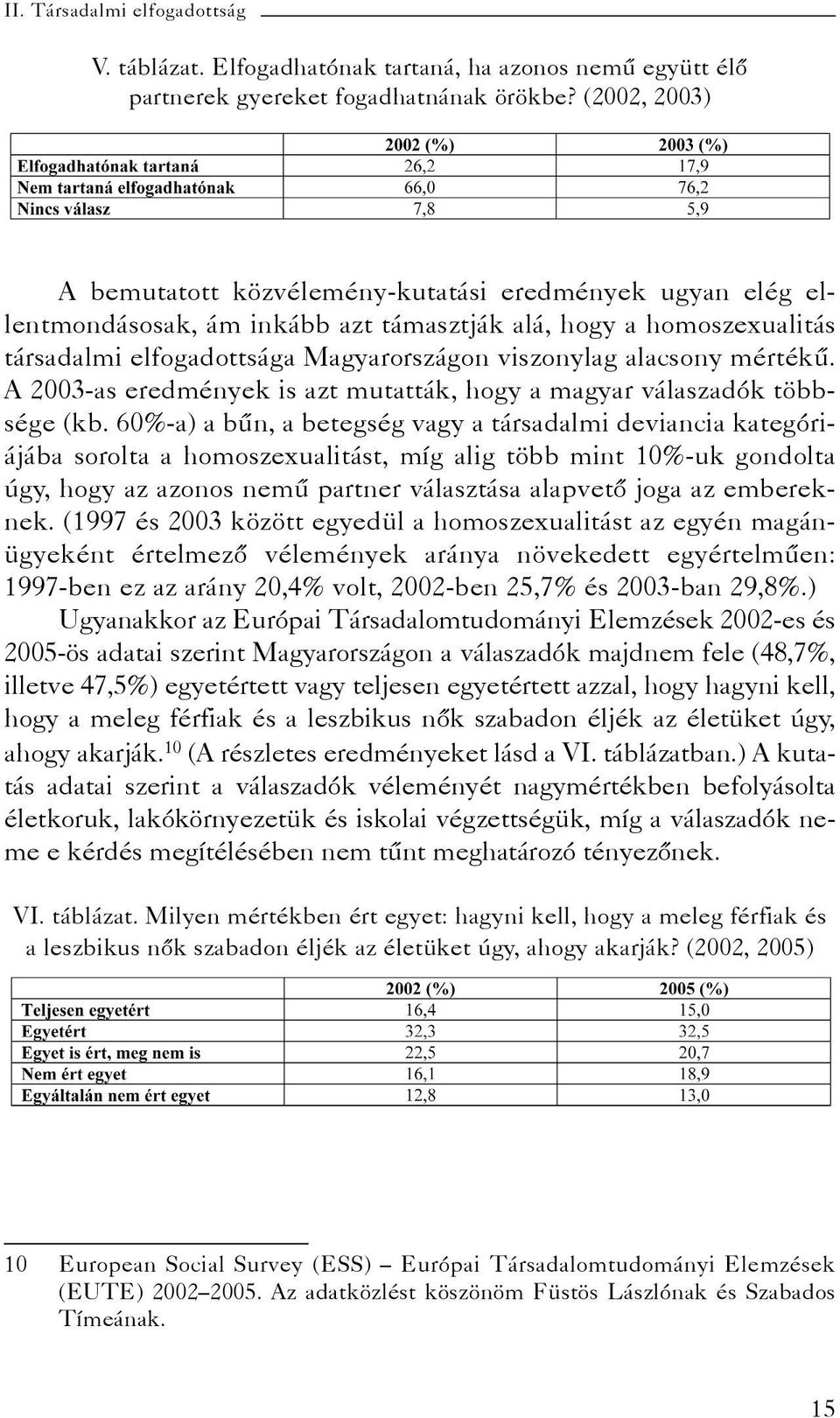 alacsony mértékû. A 2003-as eredmények is azt mutatták, hogy a magyar válaszadók többsége (kb.