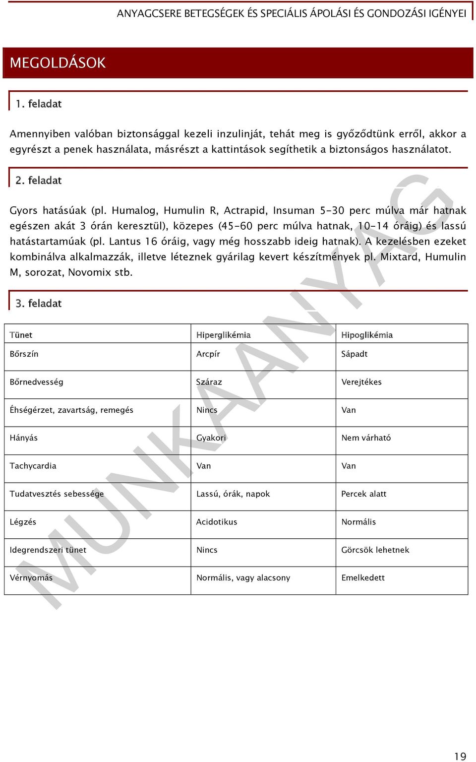 feladat Gyors hatásúak (pl. Humalog, Humulin R, Actrapid, Insuman 5-30 perc múlva már hatnak egészen akát 3 órán keresztül), közepes (45-60 perc múlva hatnak, 10-14 óráig) és lassú hatástartamúak (pl.