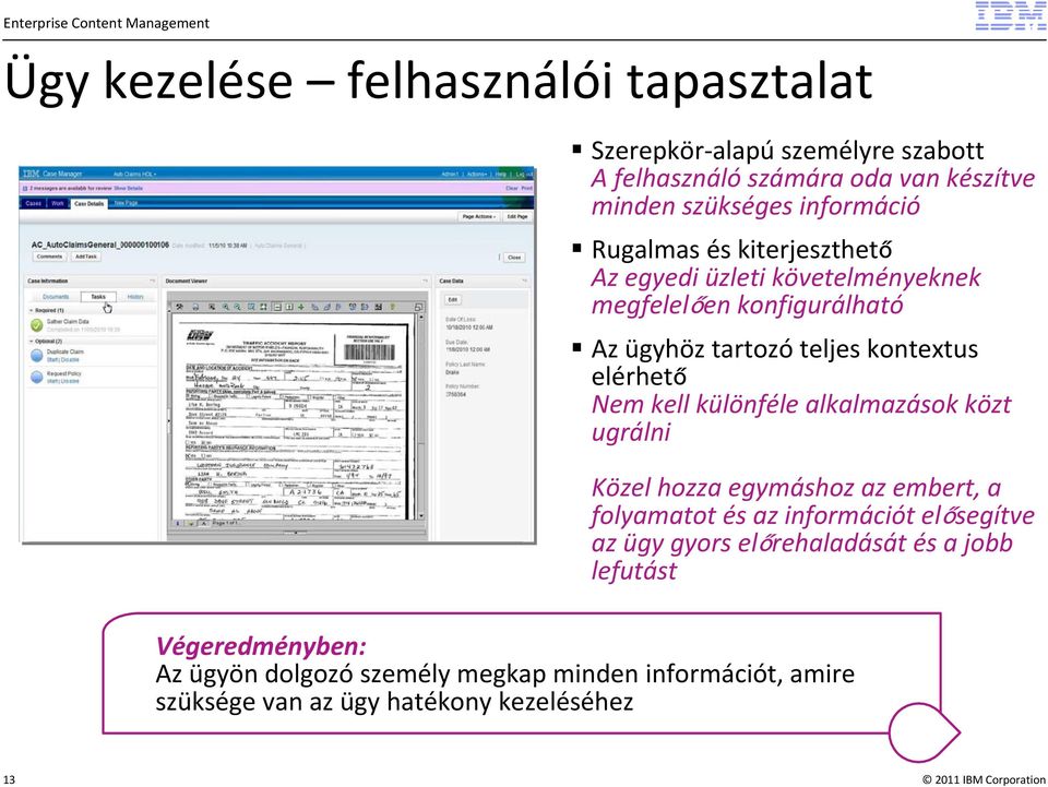 kell különféle alkalmazások közt ugrálni Közel hozza egymáshoz az embert, a folyamatot és az információt elősegítve az ügy gyors