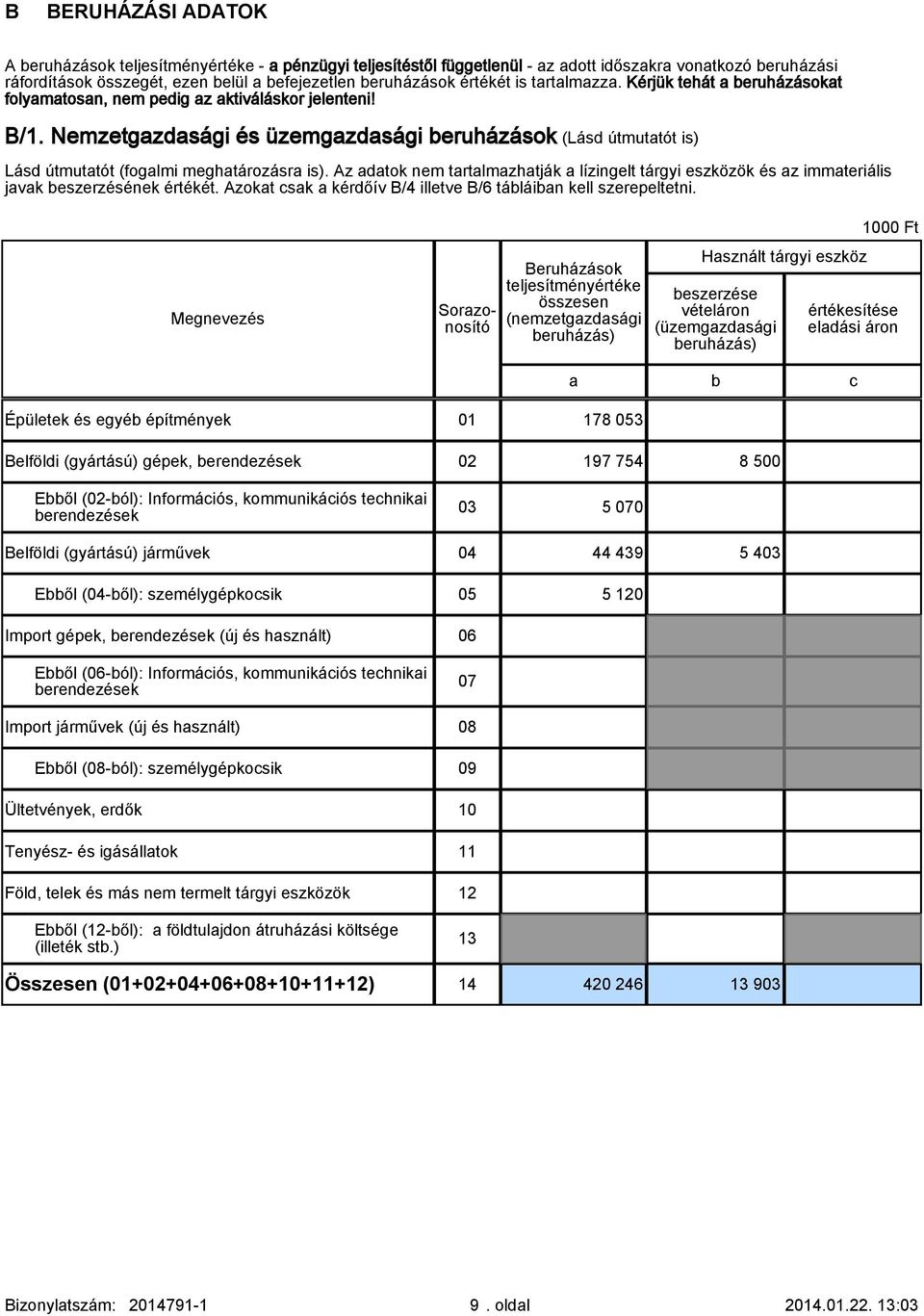 Az dtok nem trtlmzhtják lízingelt tárgyi eszközök és z immteriális jvk beszerzésének értékét. Azokt csk kérdőív B/4 illetve B/6 tábláibn kell szerepeltetni.