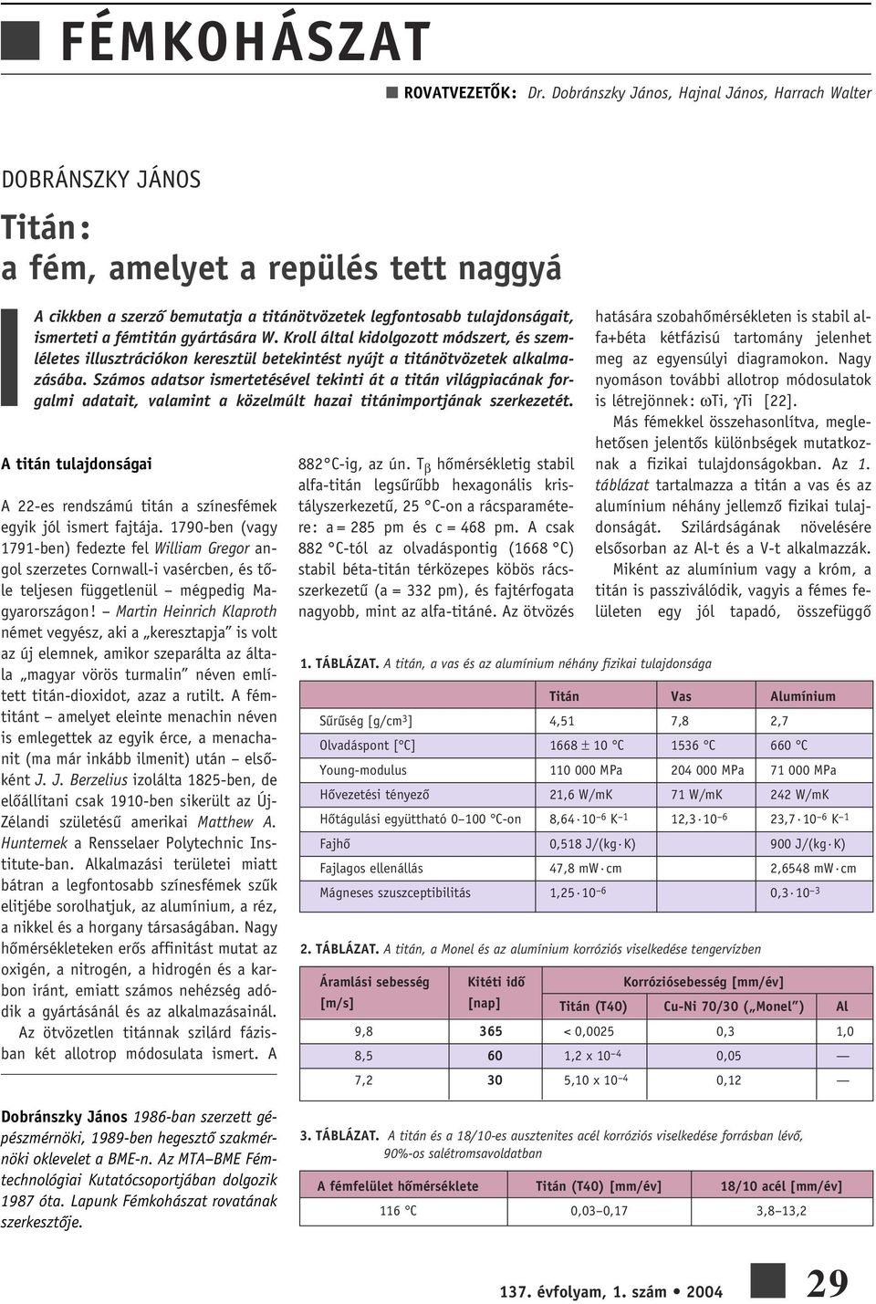 fémtitán gyártására W. Kroll által kidolgozott módszert, és szemléletes illusztrációkon keresztül betekintést nyújt a titánötvözetek alkalmazásába.