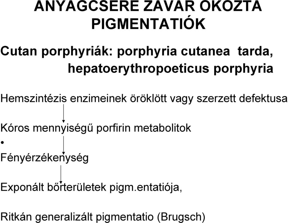 vagy szerzett defektusa Kóros mennyiségű porfirin metabolitok