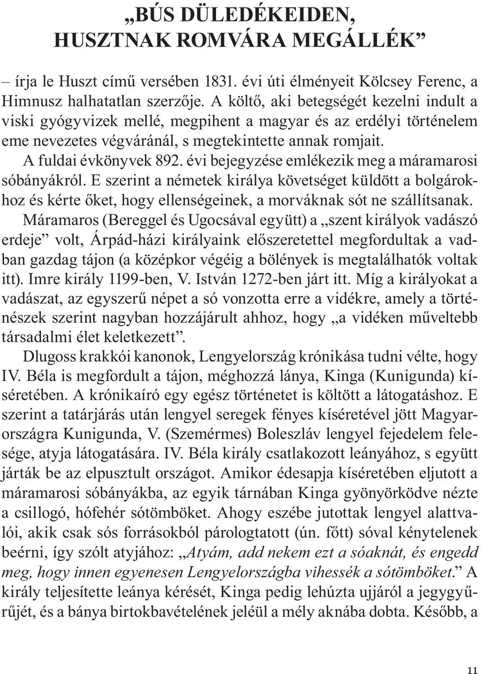 évi bejegyzése emlékezik meg a máramarosi sóbányákról. E szerint a németek királya követséget küldött a bolgárokhoz és kérte őket, hogy ellenségeinek, a morváknak sót ne szállítsanak.