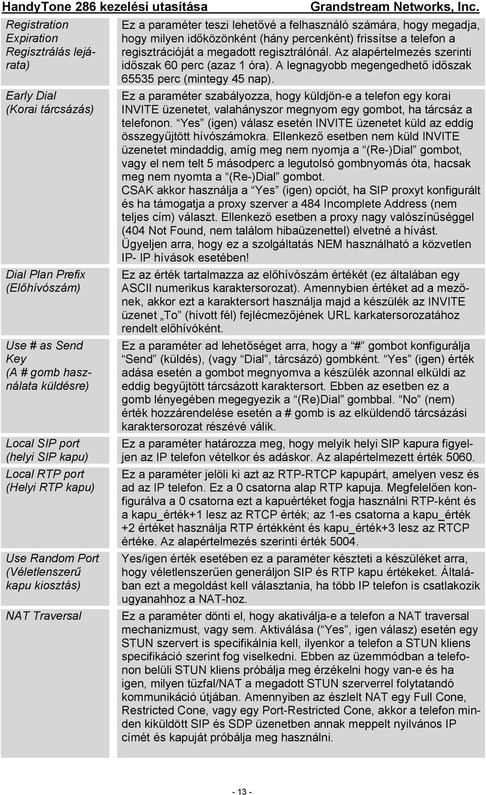 frissítse a telefon a regisztrációját a megadott regisztrálónál. Az alapértelmezés szerinti id szak 60 perc (azaz 1 óra). A legnagyobb megengedhet id szak 65535 perc (mintegy 45 nap).