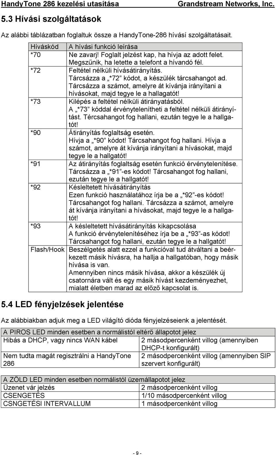 Tárcsázza a számot, amelyre át kívánja irányítani a hívásokat, majd tegye le a hallagatót! *73 Kilépés a feltétel nélküli átirányatásból.