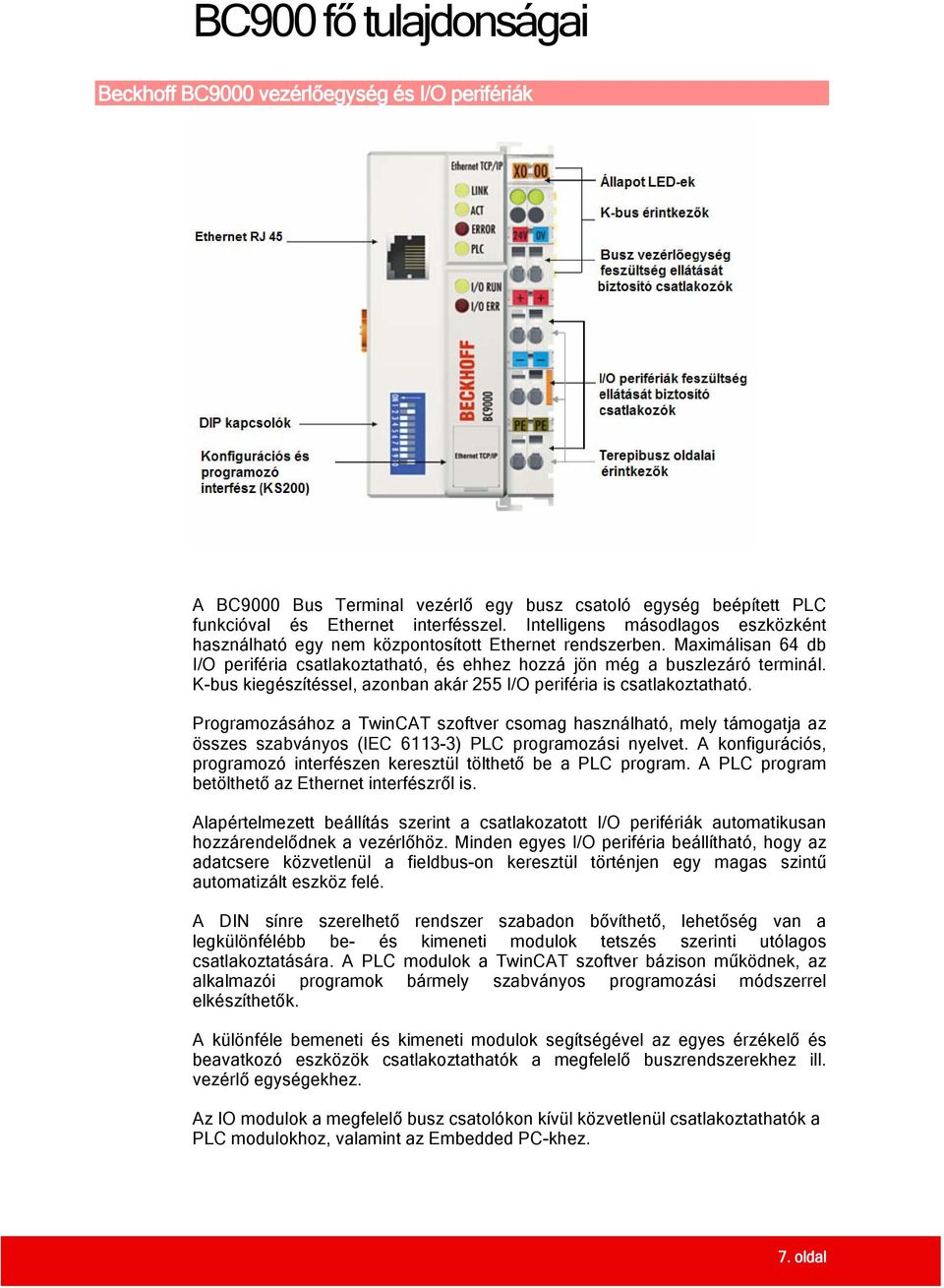 K-bus kiegészítéssel, azonban akár 255 I/O periféria is csatlakoztatható.