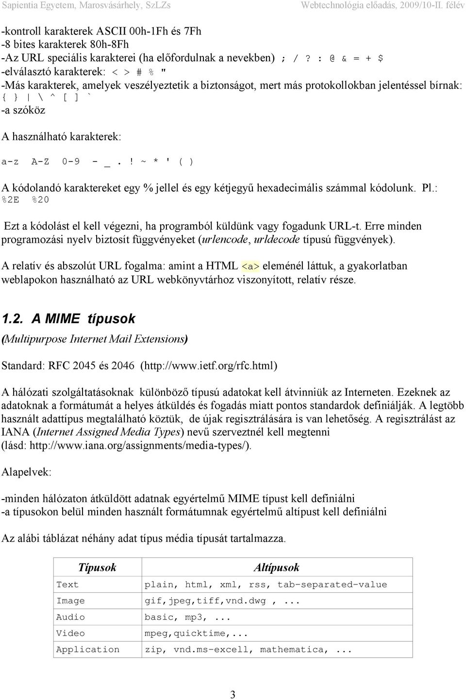 A-Z 0-9 - _.! ~ * ' ( ) A kódolandó karaktereket egy % jellel és egy kétjegyű hexadecimális számmal kódolunk. Pl.: %2E %20 Ezt a kódolást el kell végezni, ha programból küldünk vagy fogadunk URL-t.