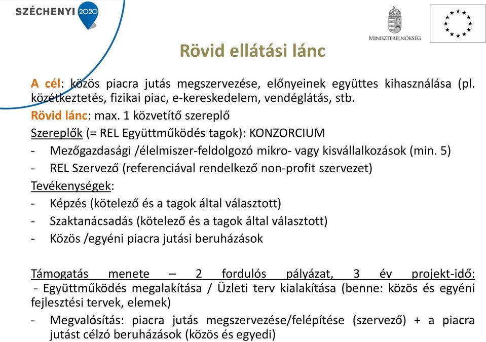 5) - REL Szervező (referenciával rendelkező non-profit szervezet) Tevékenységek: - Képzés (kötelező és a tagok által választott) - Szaktanácsadás (kötelező és a tagok által választott) - Közös