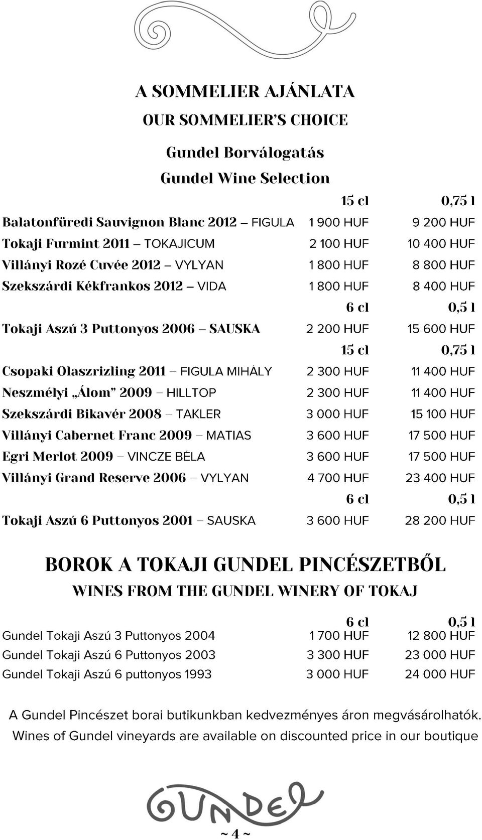 Neszmélyi Álom 2009 Szekszárdi Bikavér 2008 Villányi Cabernet Franc 2009 Egri Merlot 2009 Villányi Grand Reserve 2006 Tokaji Aszú 6