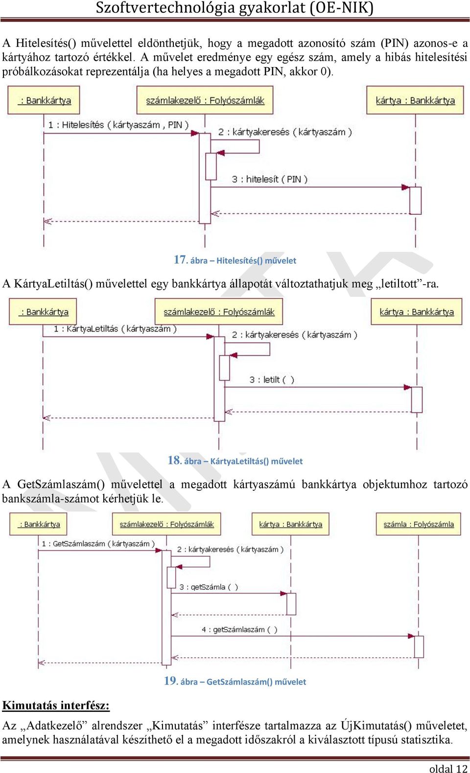ábra Hitelesítés() művelet A KártyaLetiltás() művelettel egy bankkártya állapotát változtathatjuk meg letiltott -ra. 18.