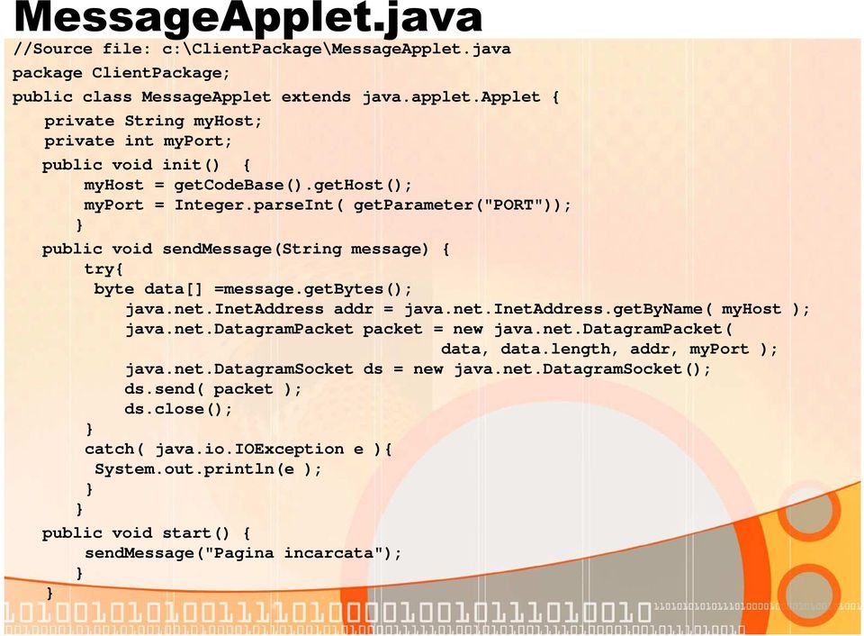 addr = java.net.inetaddress.getbyname( myhost ); java.net.datagrampacket packet = new java.net.datagrampacket( data, data.length, addr, myport ); java.net.datagramsocket ds = new java.