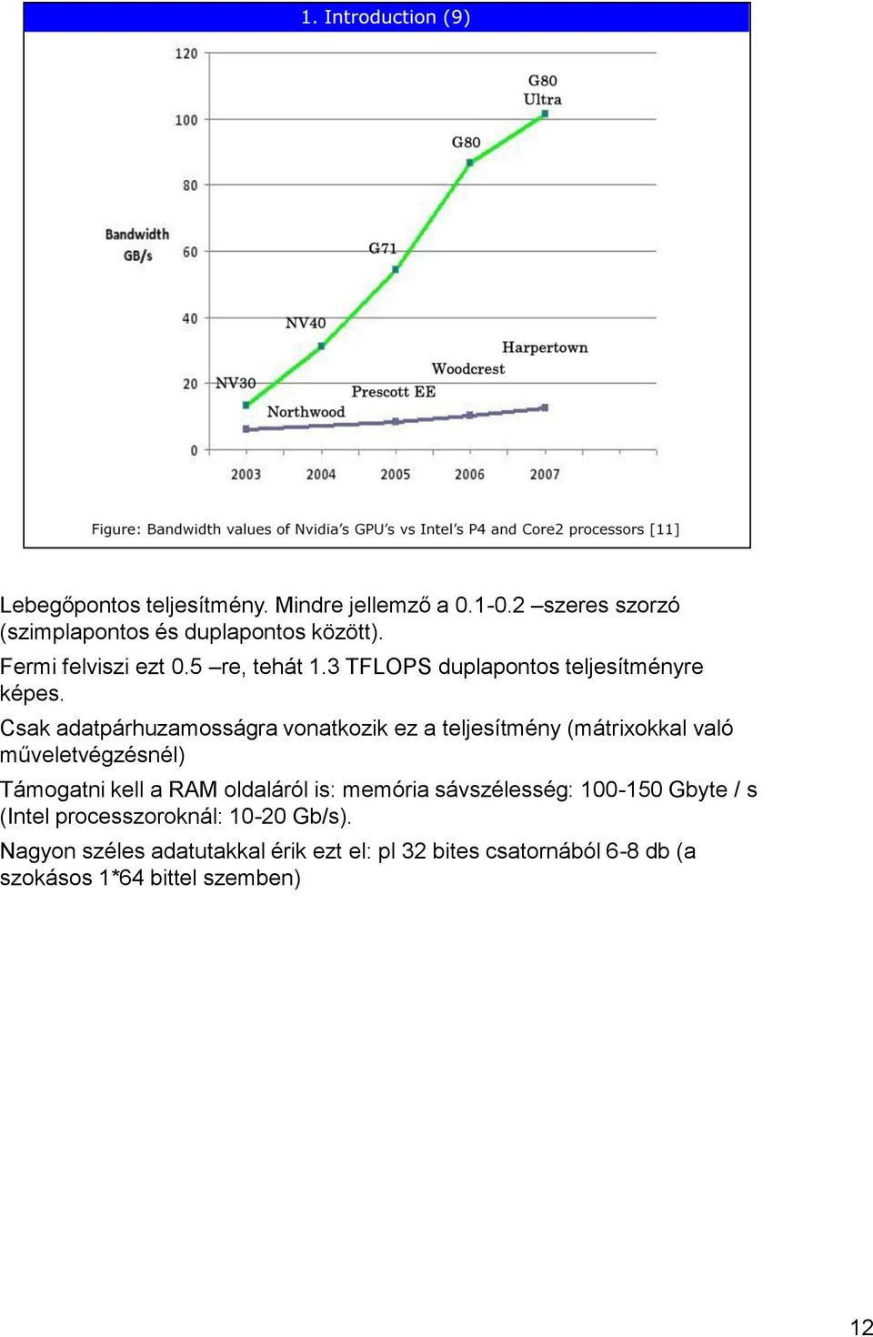 Csak adatpárhuzamosságra vonatkozik ez a teljesítmény (mátrixokkal való műveletvégzésnél) Támogatni kell a RAM oldaláról