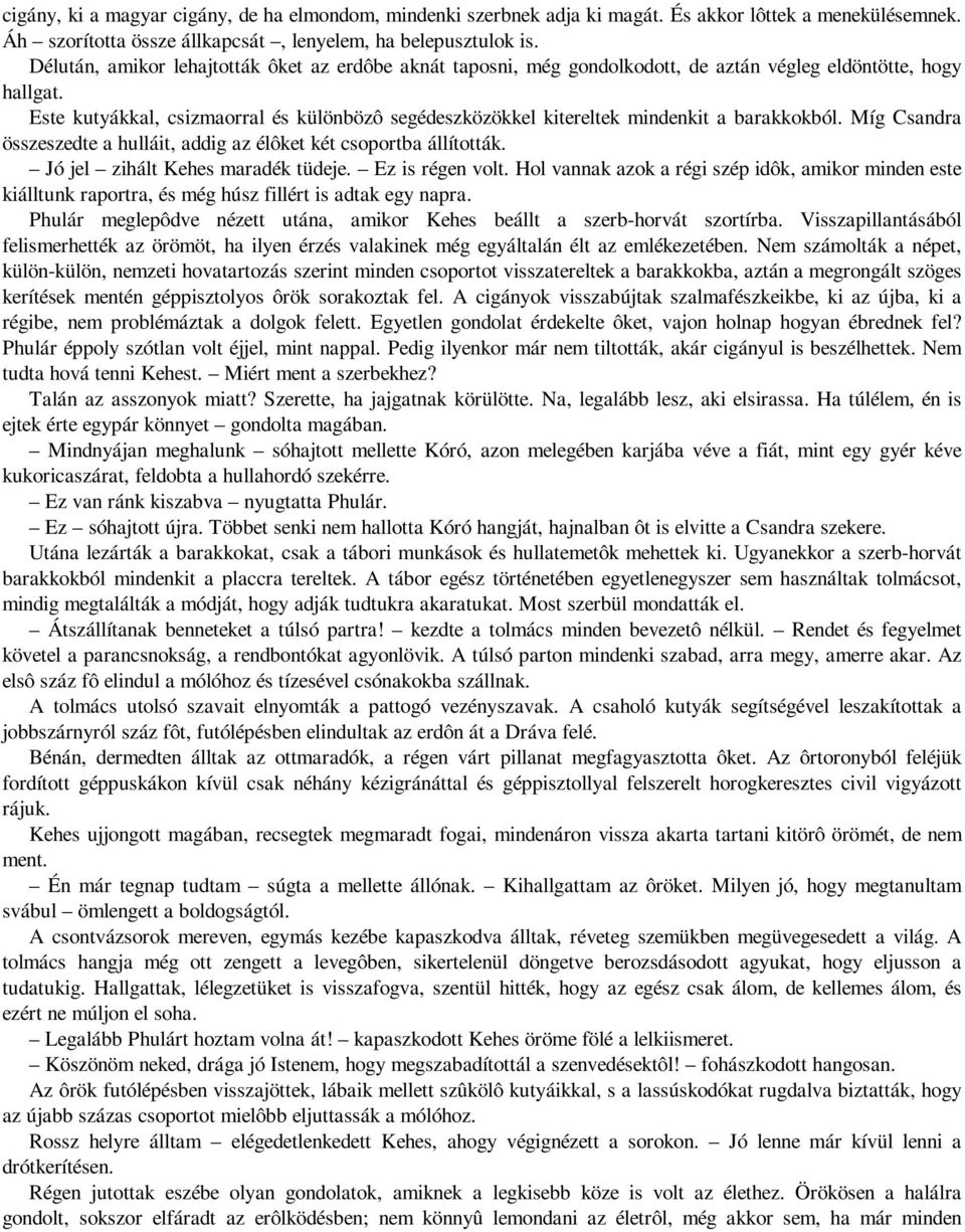 Este kutyákkal, csizmaorral és különbözô segédeszközökkel kitereltek mindenkit a barakkokból. Míg Csandra összeszedte a hulláit, addig az élôket két csoportba állították.