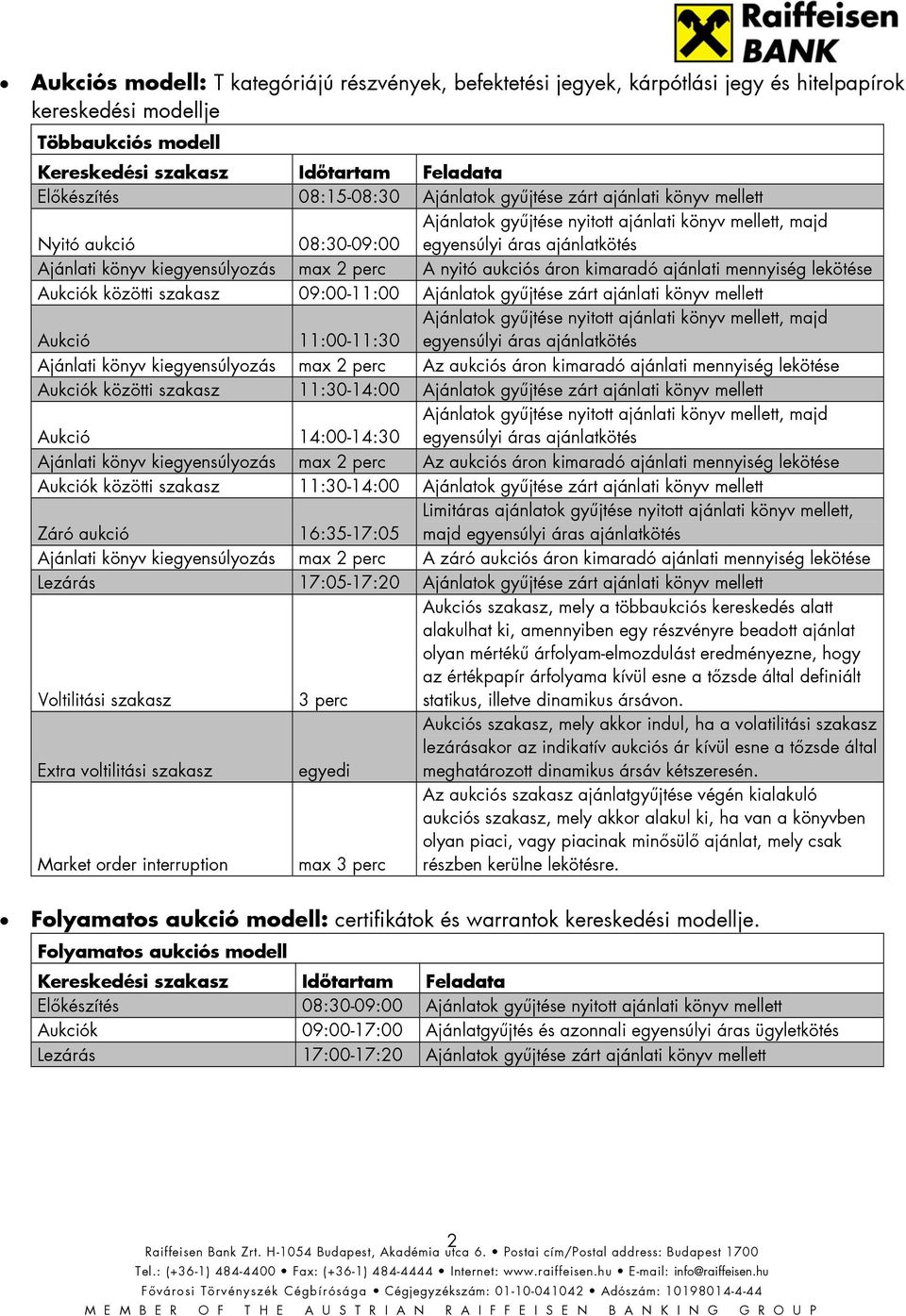 mennyiség lekötése Aukciók közötti szakasz 09:00-11:00 Ajánlatok gyűjtése zárt ajánlati könyv mellett Aukció 11:00-11:30 Ajánlatok gyűjtése nyitott ajánlati könyv mellett, majd Ajánlati könyv