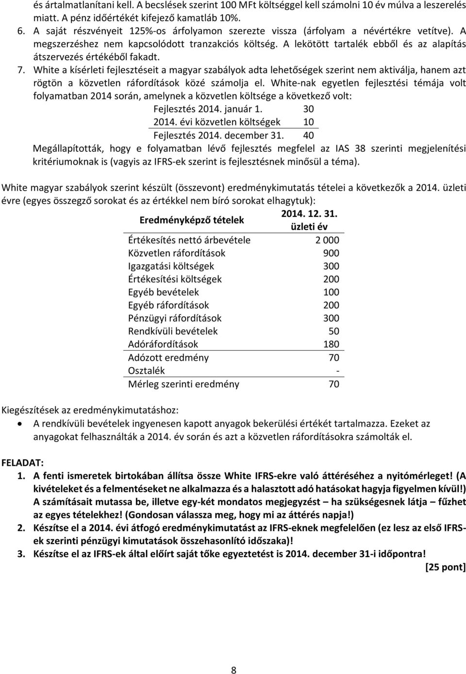 A lekötött tartalék ebből és az alapítás átszervezés értékéből fakadt. 7.