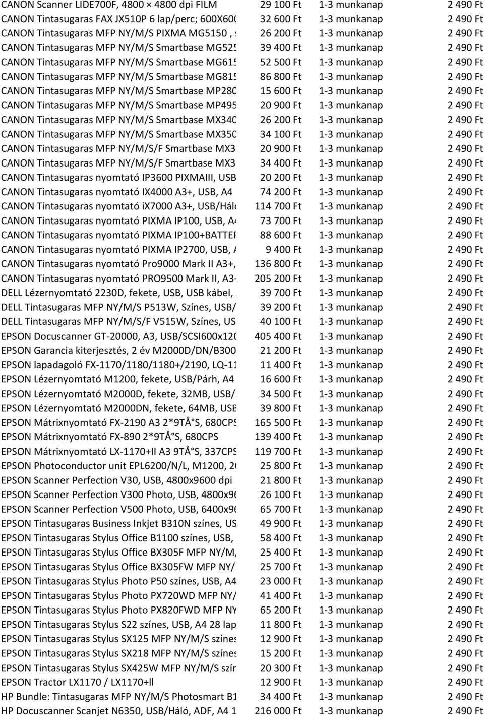 FF, 9600x2400dpi, DADF, DV CANON Tintasugaras MFP NY/M/S Smartbase MG6150, színes, 52 500 USB/Háló/WLan, Ft 1-3 munkanap A4 24lap/perc FF, 9600x2400, CD/DVD, D CANON Tintasugaras MFP NY/M/S Smartbase