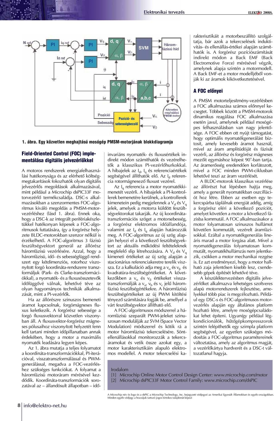 digitális jelvezérlôs megoldások alkalmazásával, mint például a Microchip dspic33f mo - torvezérlô termékcsaládja.