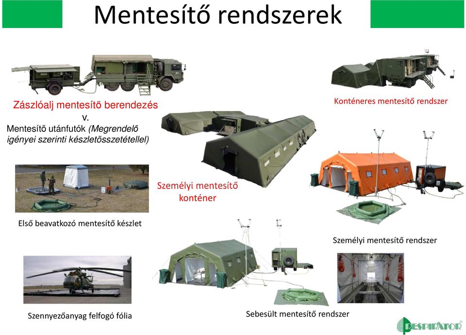 Konténeres mentesítő rendszer Személyi mentesítő konténer Első beavatkozó