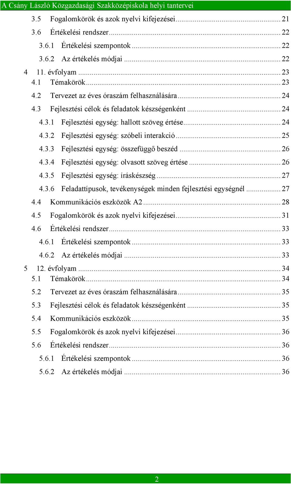 .. 25 4.3.3 Fejlesztési egység: összefüggő beszéd... 26 4.3.4 Fejlesztési egység: olvasott szöveg értése... 26 4.3.5 Fejlesztési egység: íráskészség... 27 4.3.6 Feladattípusok, tevékenységek minden fejlesztési egységnél.