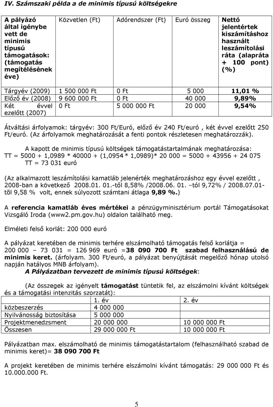 Ft 20 000 9,54% ezelőtt (2007) Átváltási árfolyamok: tárgyév: 300 Ft/Euró, előző év 240 Ft/euró, két évvel ezelőtt 250 Ft/euró. (Az árfolyamok meghatározását a fenti pontok részletesen meghatározzák).