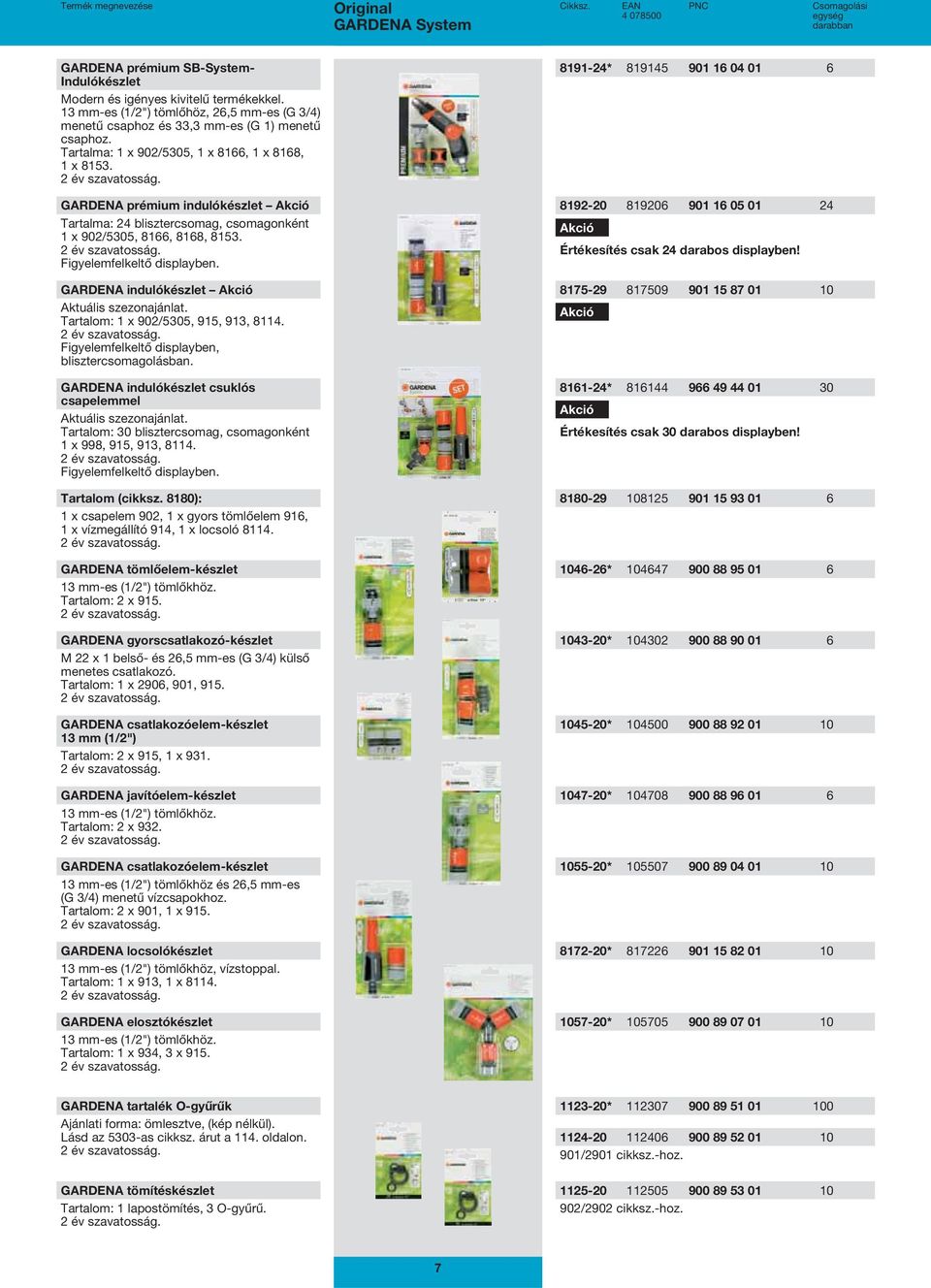 GARDENA indulókészlet Akció Aktuális szezonajánlat. Tartalom: 1 x 902/5305, 915, 913, 8114. Figyelemfelkeltő displayben, blisztercsomagolásban.