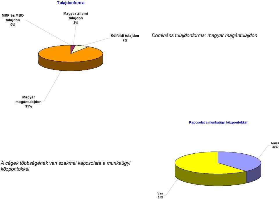 Magyar magántulajdon 91% Kapcsolat a munkaügyi központokkal Nincs