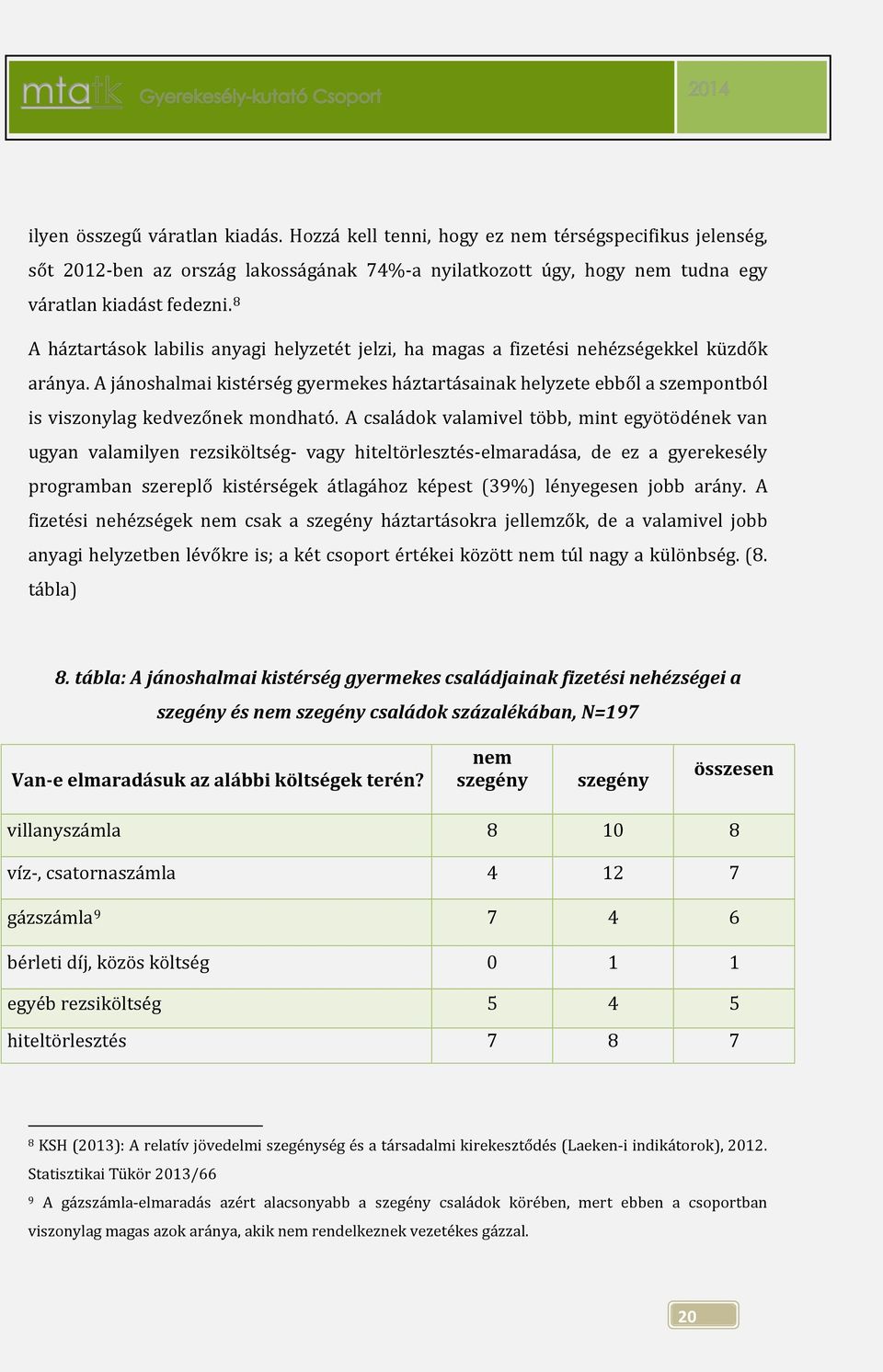 A jánoshalmai kistérség gyermekes háztartásainak helyzete ebből a szempontból is viszonylag kedvezőnek mondható.