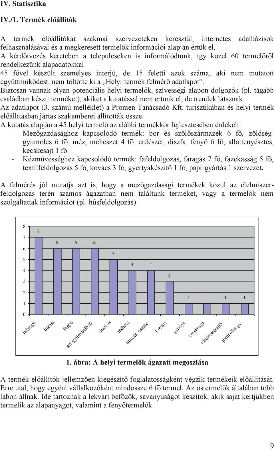 45 fővel készült személyes interjú, de 15 feletti azok száma, aki nem mutatott együttműködést, nem töltötte ki a Helyi termék felmérő adatlapot.