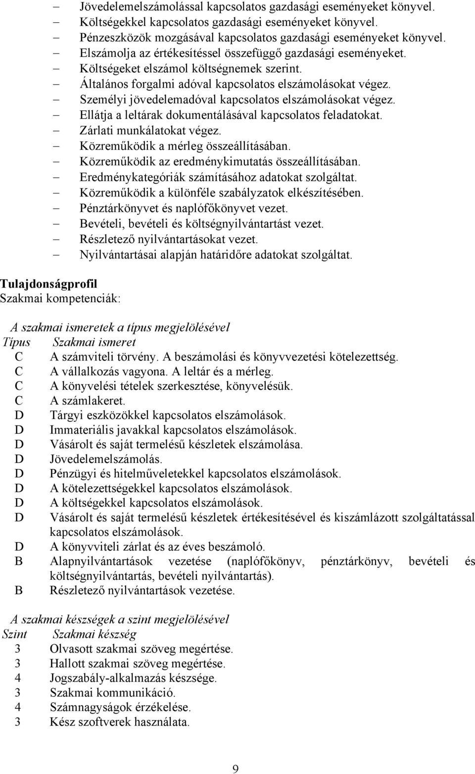 Személyi jövedelemadóval kapcsolatos elszámolásokat végez. Ellátja a leltárak dokumentálásával kapcsolatos feladatokat. Zárlati munkálatokat végez. Közreműködik a mérleg összeállításában.