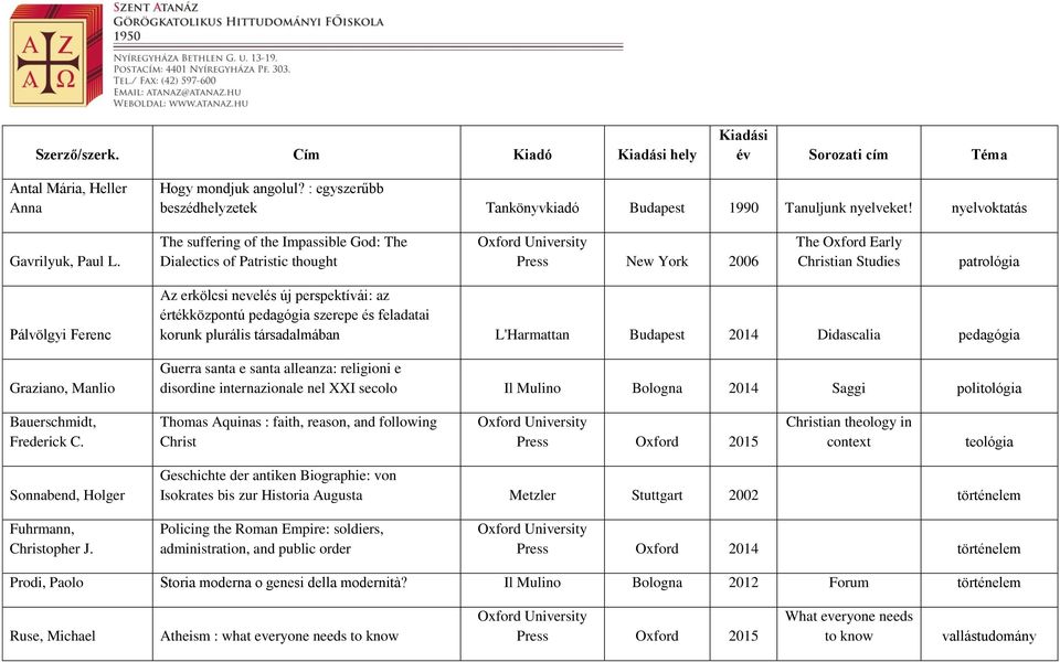 perspektívái: az értékközpontú pedagógia szerepe és feladatai korunk plurális társadalmában L'Harmattan Budapest 2014 Didascalia pedagógia Guerra santa e santa alleanza: religioni e disordine