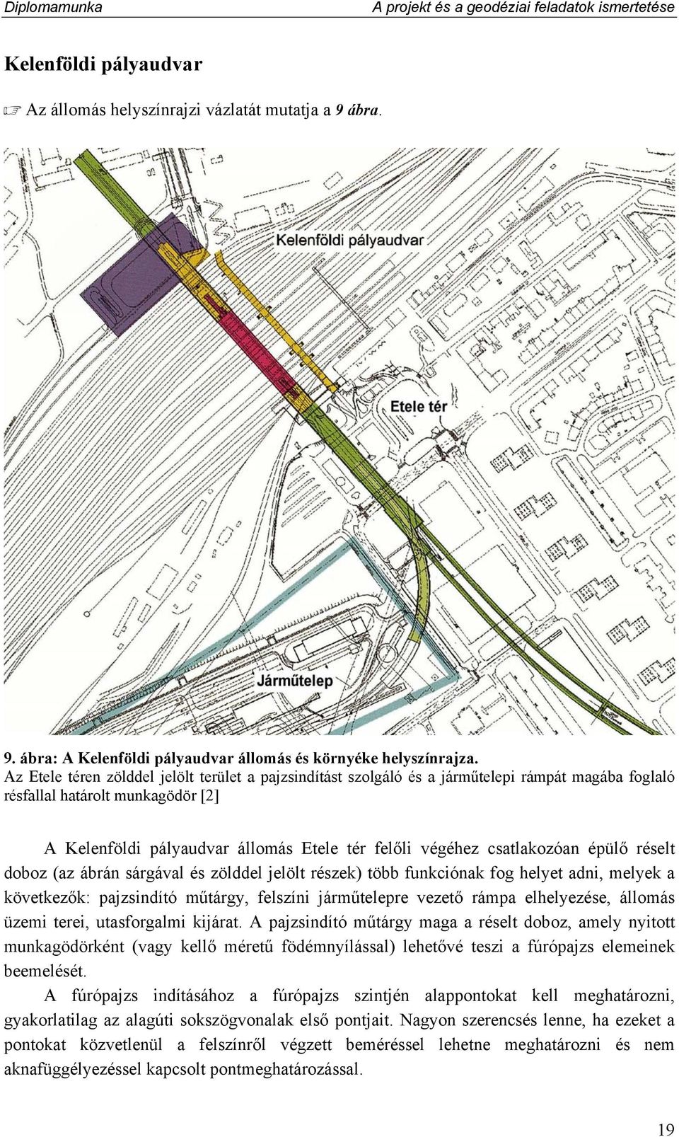 csatlakozóan épülő réselt doboz (az ábrán sárgával és zölddel jelölt részek) több funkciónak fog helyet adni, melyek a következők: pajzsindító műtárgy, felszíni járműtelepre vezető rámpa elhelyezése,