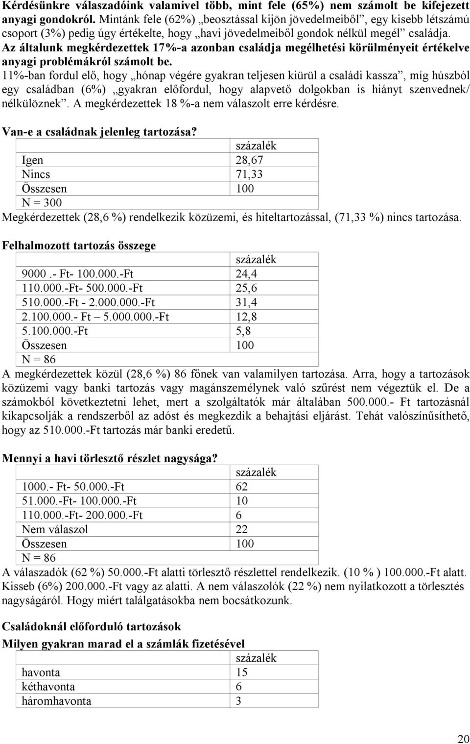 Az általunk megkérdezettek 17%-a azonban családja megélhetési körülményeit értékelve anyagi problémákról számolt be.