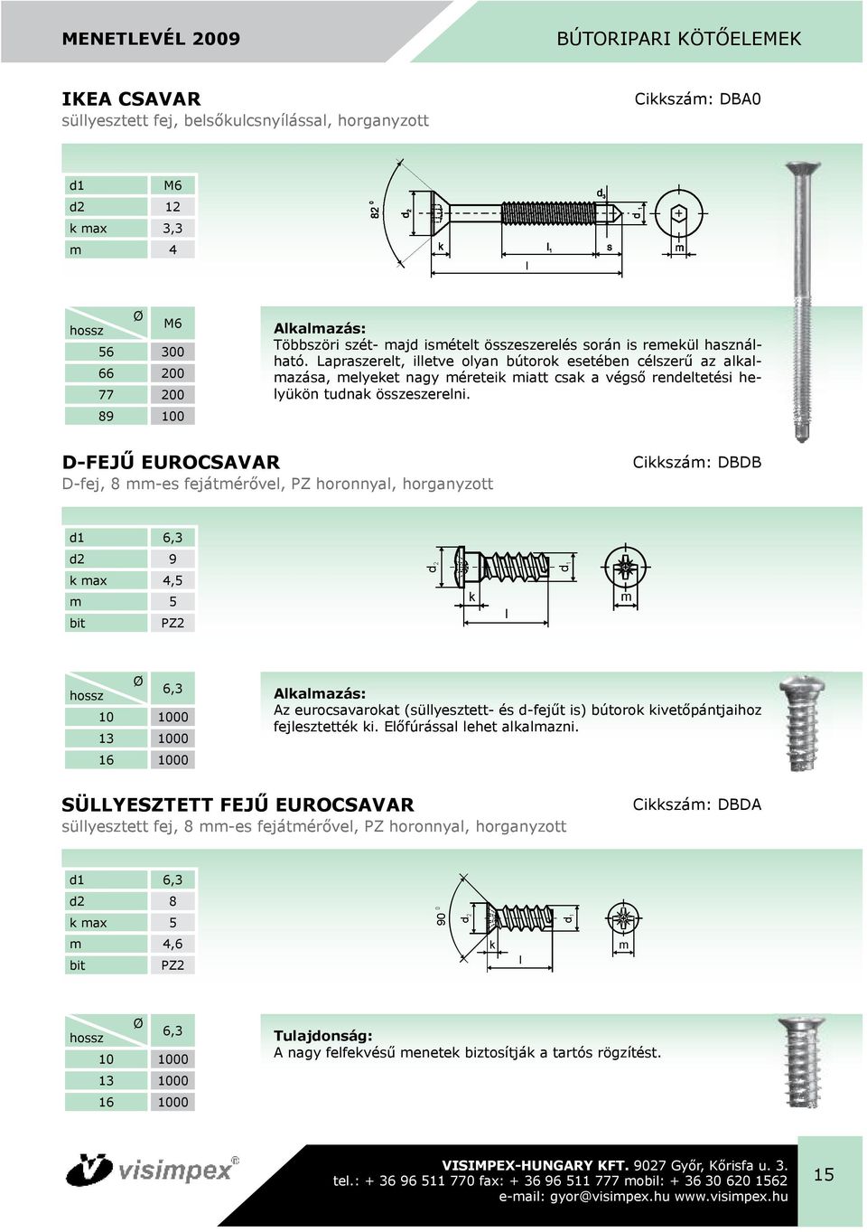 Lapraszerelt, illetve olyan bútorok esetében célszerű az alkalmazása, melyeket nagy méreteik miatt csak a végső rendeltetési helyükön tudnak összeszerelni.