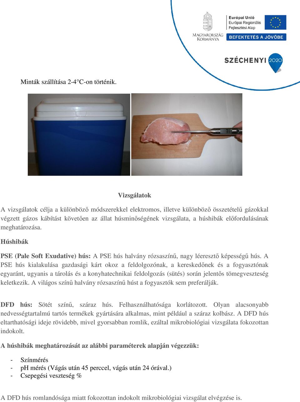 előfordulásának meghatározása. Húshibák PSE (Pale Soft Exudative) hús: A PSE hús halvány rózsaszínű, nagy léeresztő képességű hús.