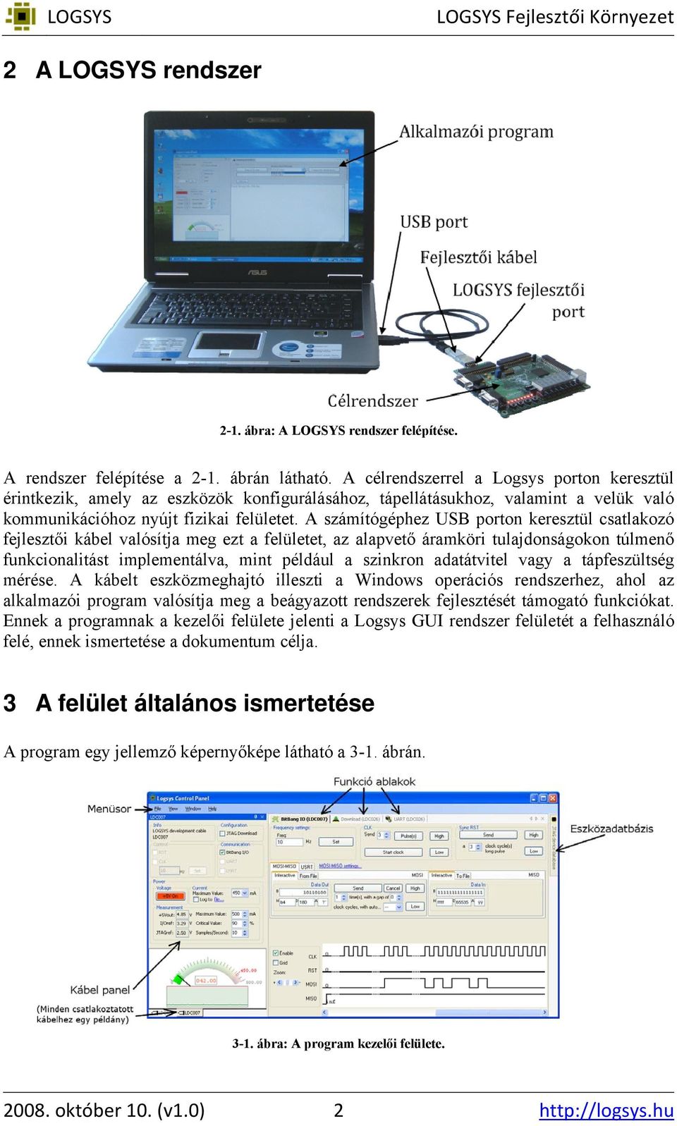 A számítógéphez USB porton keresztül csatlakozó fejlesztői kábel valósítja meg ezt a felületet, az alapvető áramköri tulajdonságokon túlmenő funkcionalitást implementálva, mint például a szinkron