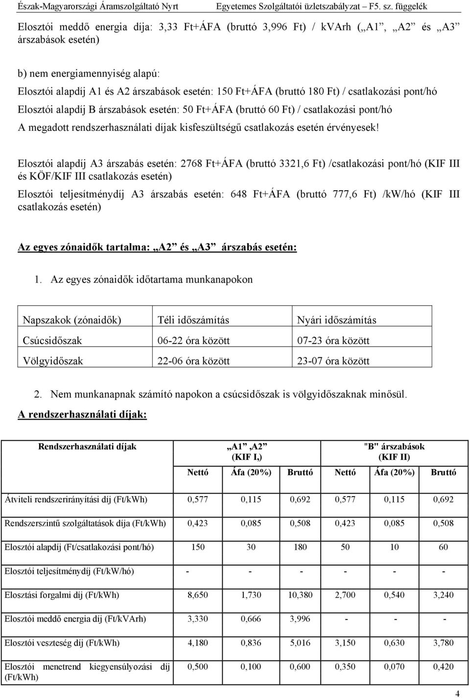 Elosztói alap A3 árszabás esetén: 2768 Ft+ (bruttó 3321,6 Ft) /csatlakozási pont/hó (KIF III és KÖF/KIF III csatlakozás esetén) Elosztói teljesítmény A3 árszabás esetén: 648 Ft+ (bruttó 777,6 Ft)