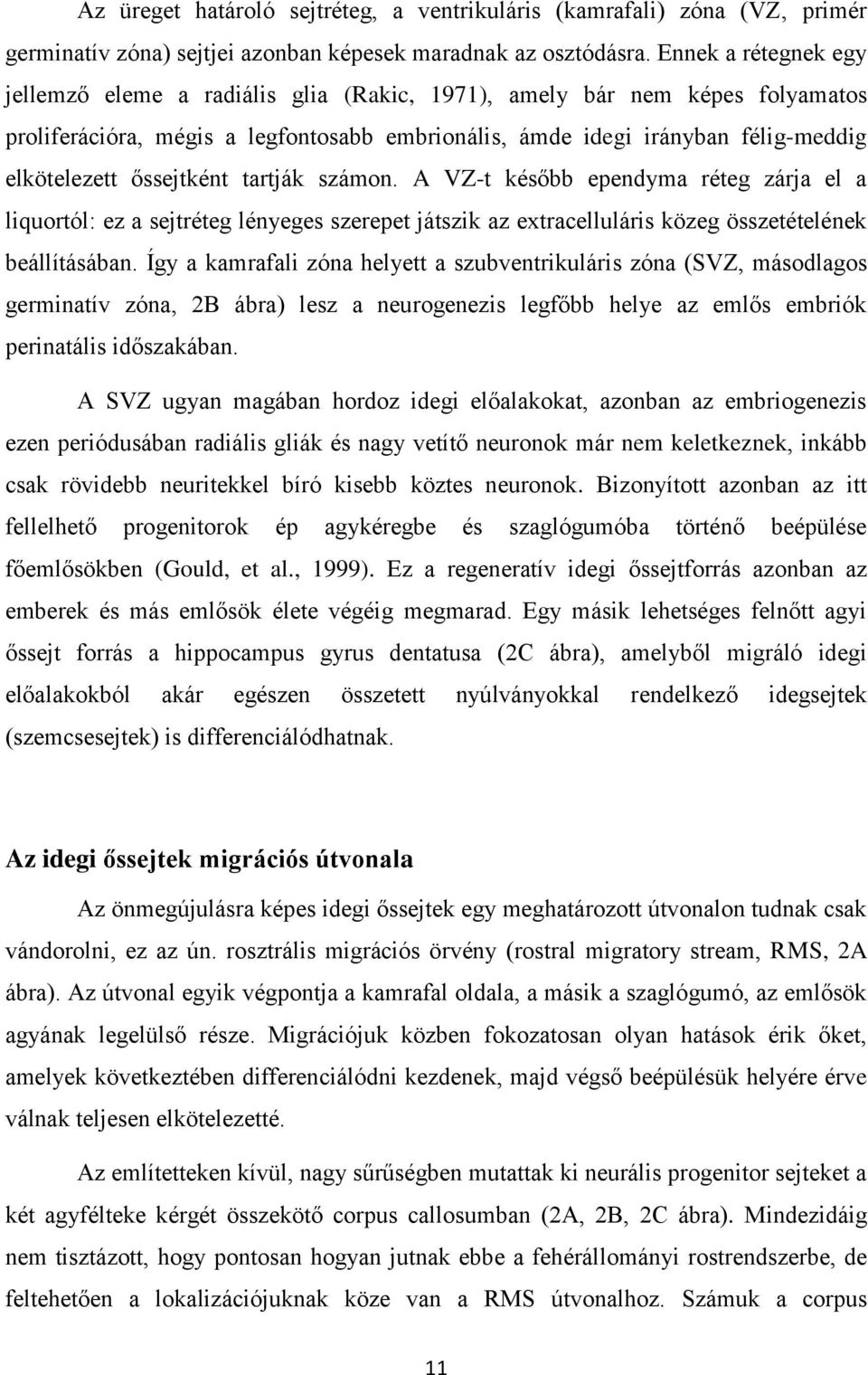 őssejtként tartják számon. A VZ-t később ependyma réteg zárja el a liquortól: ez a sejtréteg lényeges szerepet játszik az extracelluláris közeg összetételének beállításában.