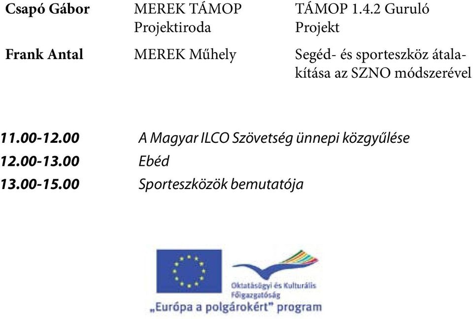 sporteszköz átalakítása az SZNO módszerével 11.00-12.