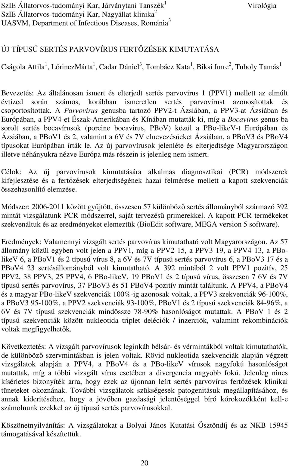 az elmúlt évtized során számos, korábban ismeretlen sertés parvovírust azonosítottak és csoportosítottak.