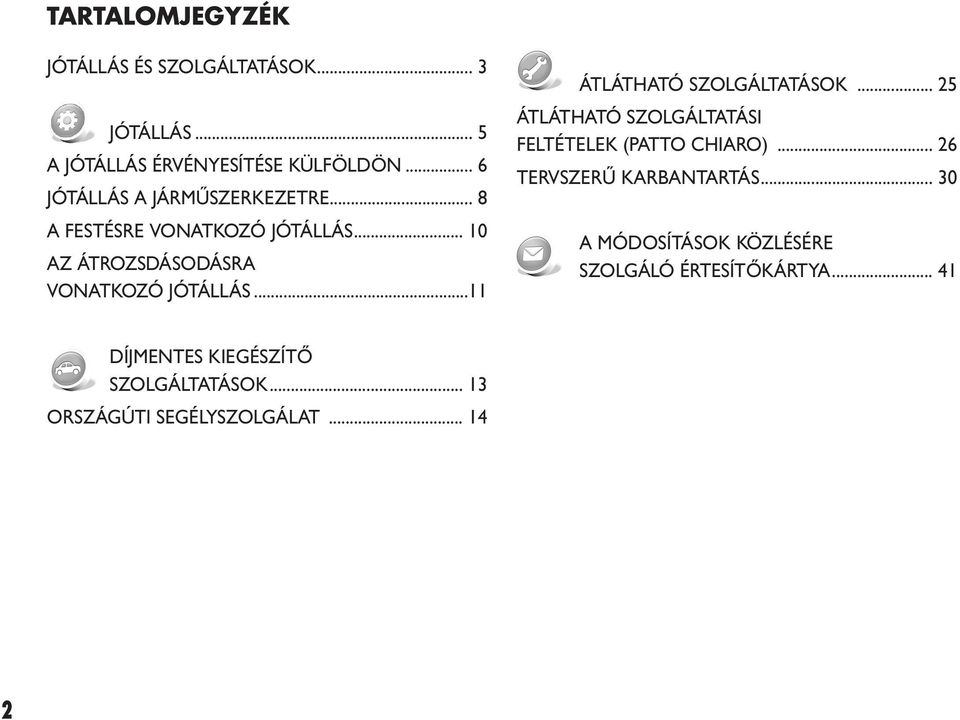 .. 10 AZ ÁTROZSDÁSODÁSRA VONATKOZÓ JÓTÁLLÁS...11... 25 SZOLGÁLTATÁSI FELTÉTELEK (PATTO CHIARO).