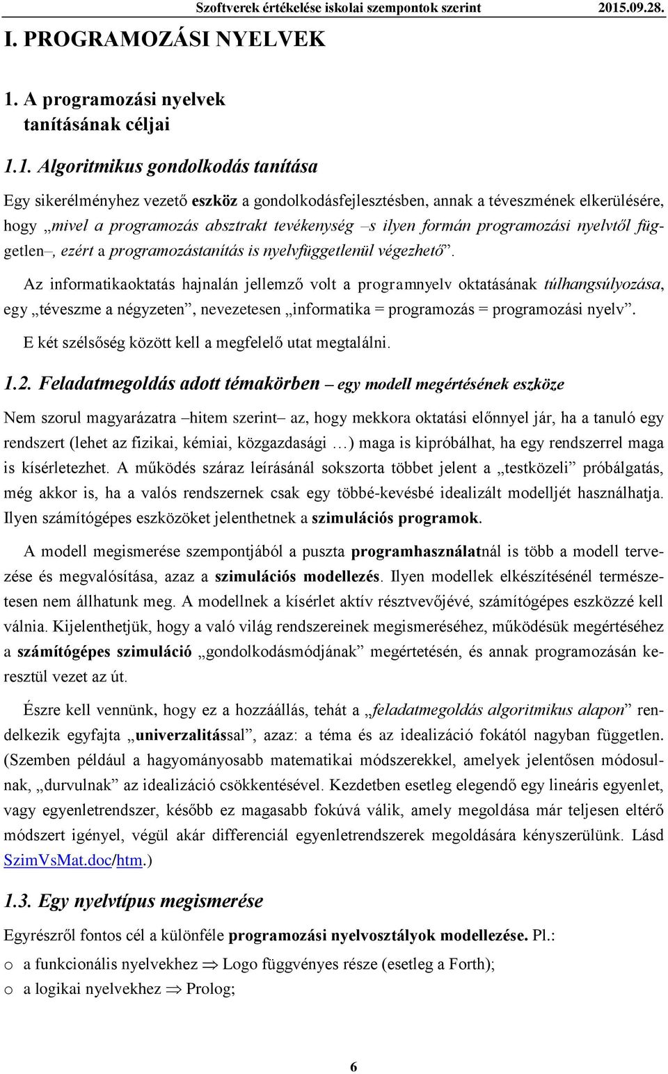 A programozási nyelvek tanításának céljai 1.